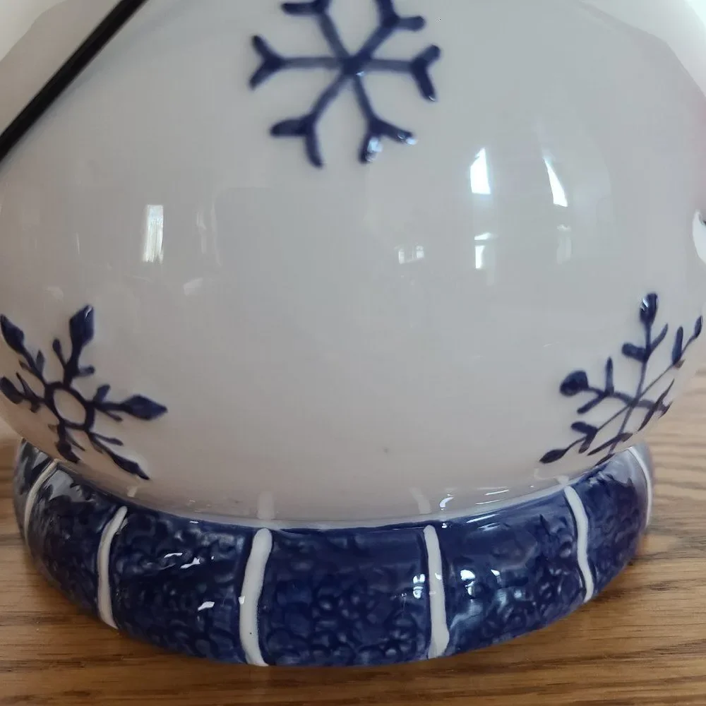 Ceramic Cheery Winter Snowman Bucket Pail Christmas Décor Vintage